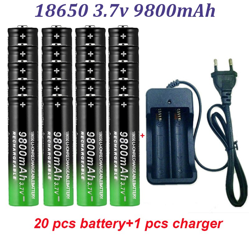 100% Fast Charging 18650 Battery 9800Mah 3.7V 18650B Li-Ion Flashlight Batteries+Charger: Other