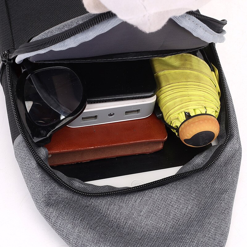 Bolso bandolera multifuncional bolso de pecho gris Casual con USB riñonera bolsa de cinturón