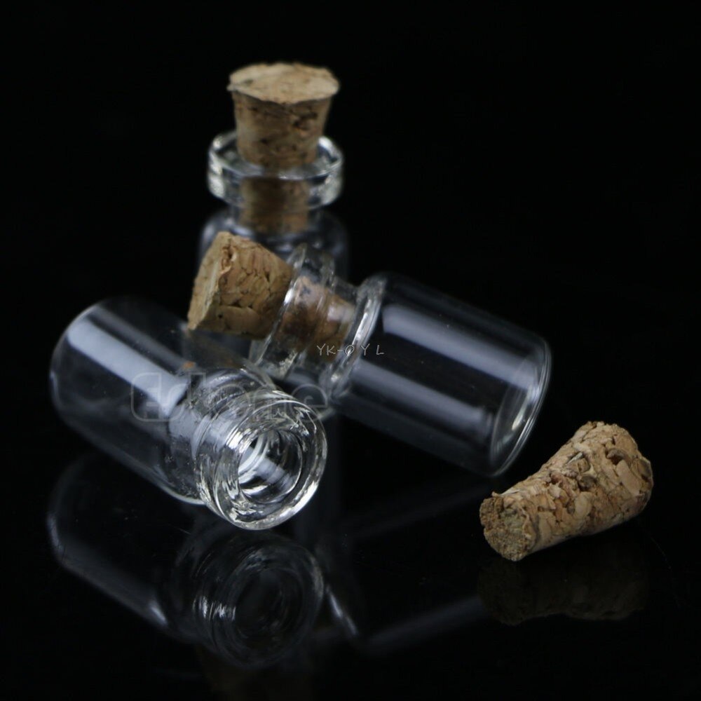 Petites bouteilles en verre de 0.5mL, 10 pièces, avec bouchon en liège transparent, , offre spéciale