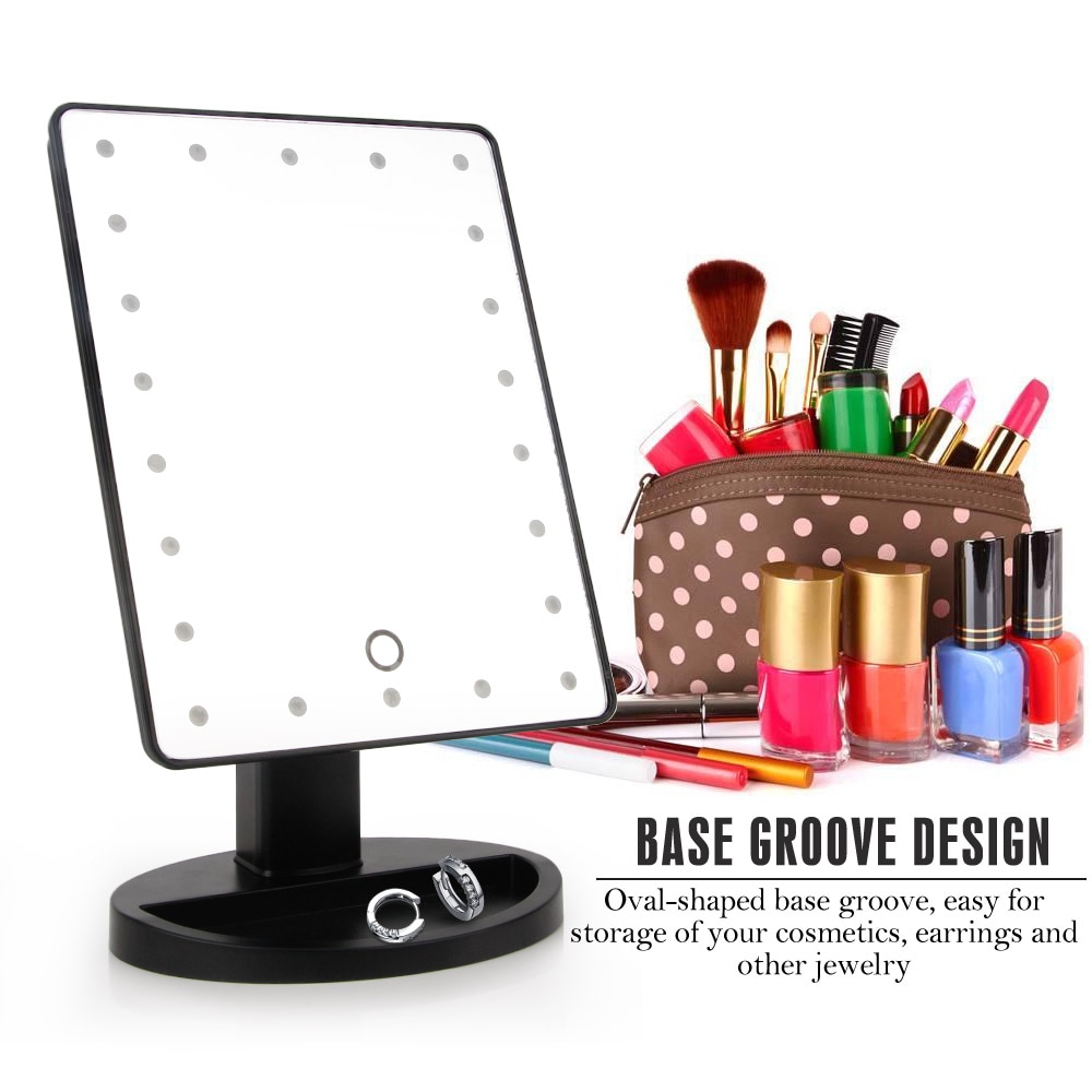 22 LED Lights Touch Screen Adjustable 180 Degree Rotation Makeup Mirror 1X 10X Magnifying Mirrors Vanity 16 Lights Table Mirror