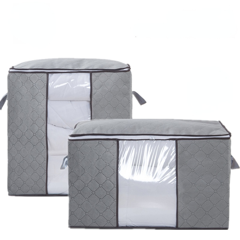 Foldable Storage Bag Home Non-woven Fabric Zipper Blanket Quilt Storage Organizer Bedroom Clear Closet Organization for Clothes