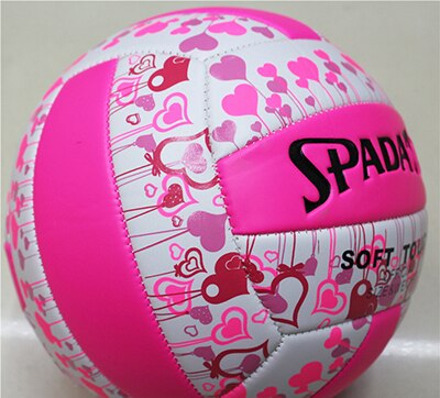 Yuyu volleyball officiel størrelse 5 pu materiale soft touch match volleyball indendørs træning volleyball: Hvid lyserød