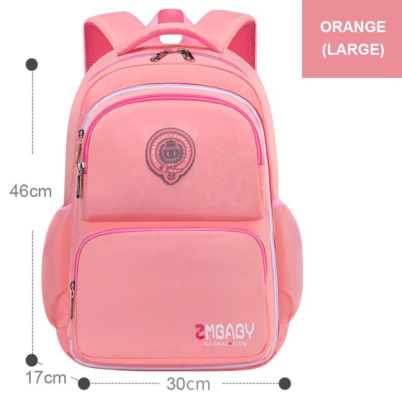 Eenvoudige Grote Capaciteit Kinderen Rugzak Nylon Waterdichte Schooltas Voor Meisjes Grote Capaciteit Outdoor Reizen Rugzakken Bookbags: Orange