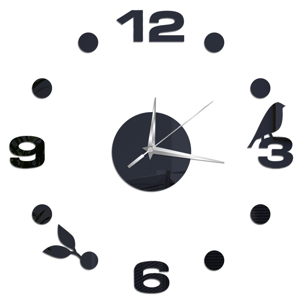 3D Wall Clock Mirror Wall Stickers DIY Wall Clocks Removable Art Decal Sticker Home Decor Living Room Quartz Needle: Black 7
