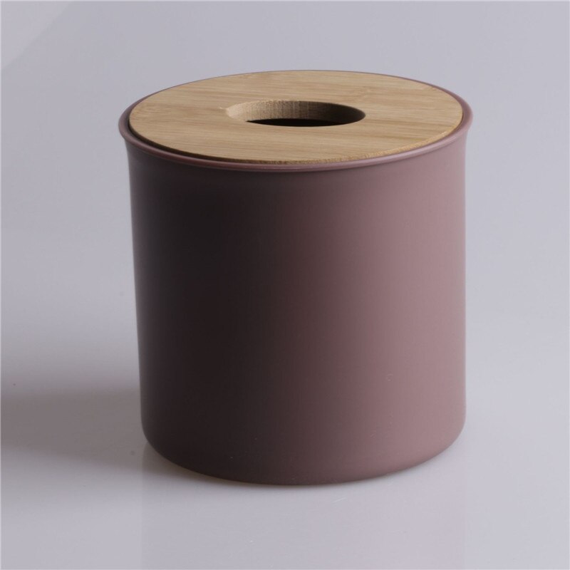 Round tissue holder Plastic Paper Rack Bamboo Roll Paper Napkin Tray Office Table Accessories Papers Holder tissue holder napki: bean paste