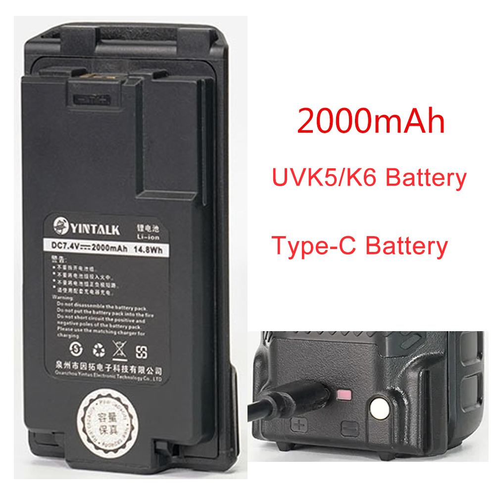 Baterie do Walkie Talkie do UV-K5 Quansheng K6 akumulator o dużej pojemności 18650 ładowania urządzenia bezprzewodowego typu C UVK6 UVK5(8): Camo