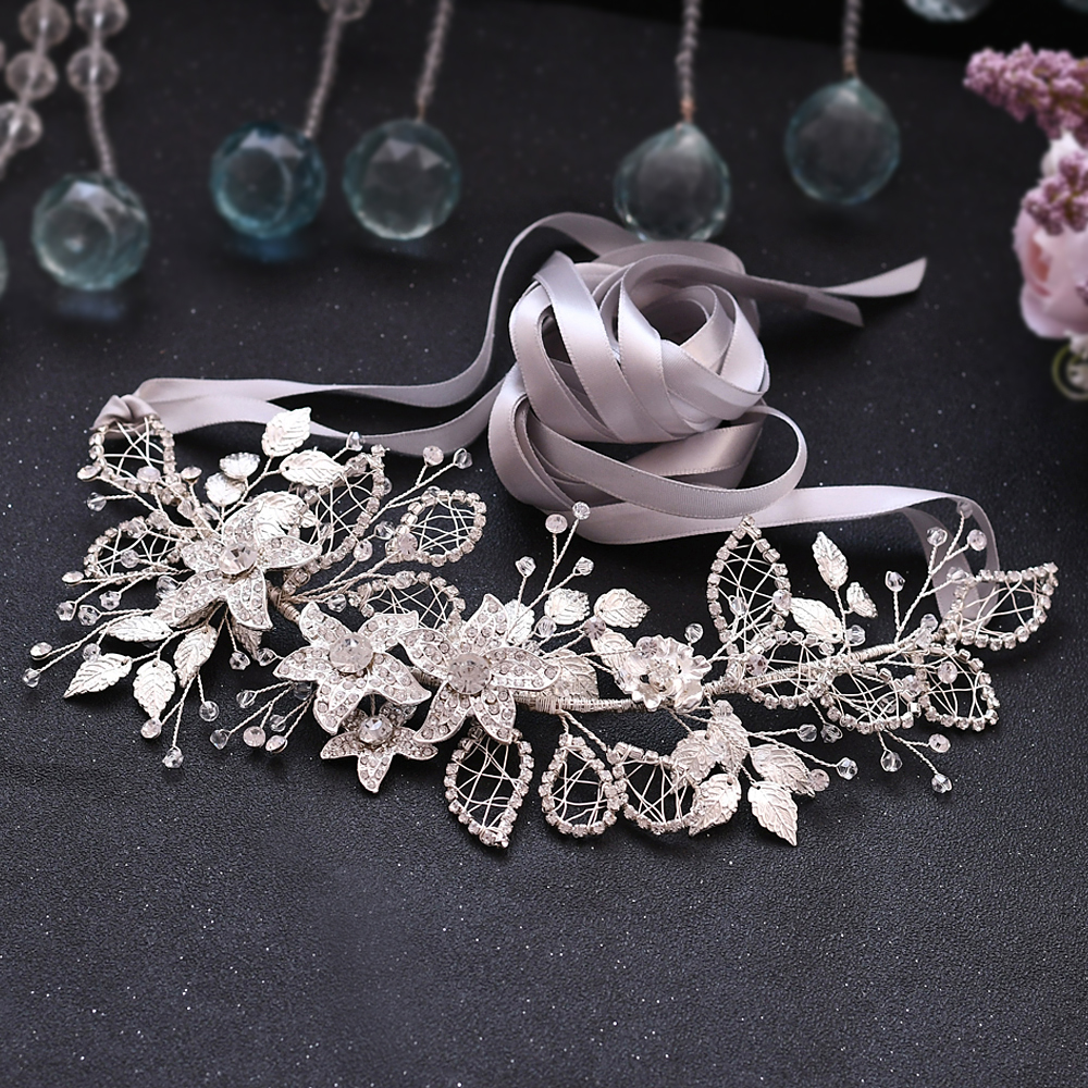 Cinturones de flores de aleación de plata, cinturón de diamantes de imitación para boda, joya femenina, faja para vestido, cinturón nupcial de diamantes de lujo para mujer