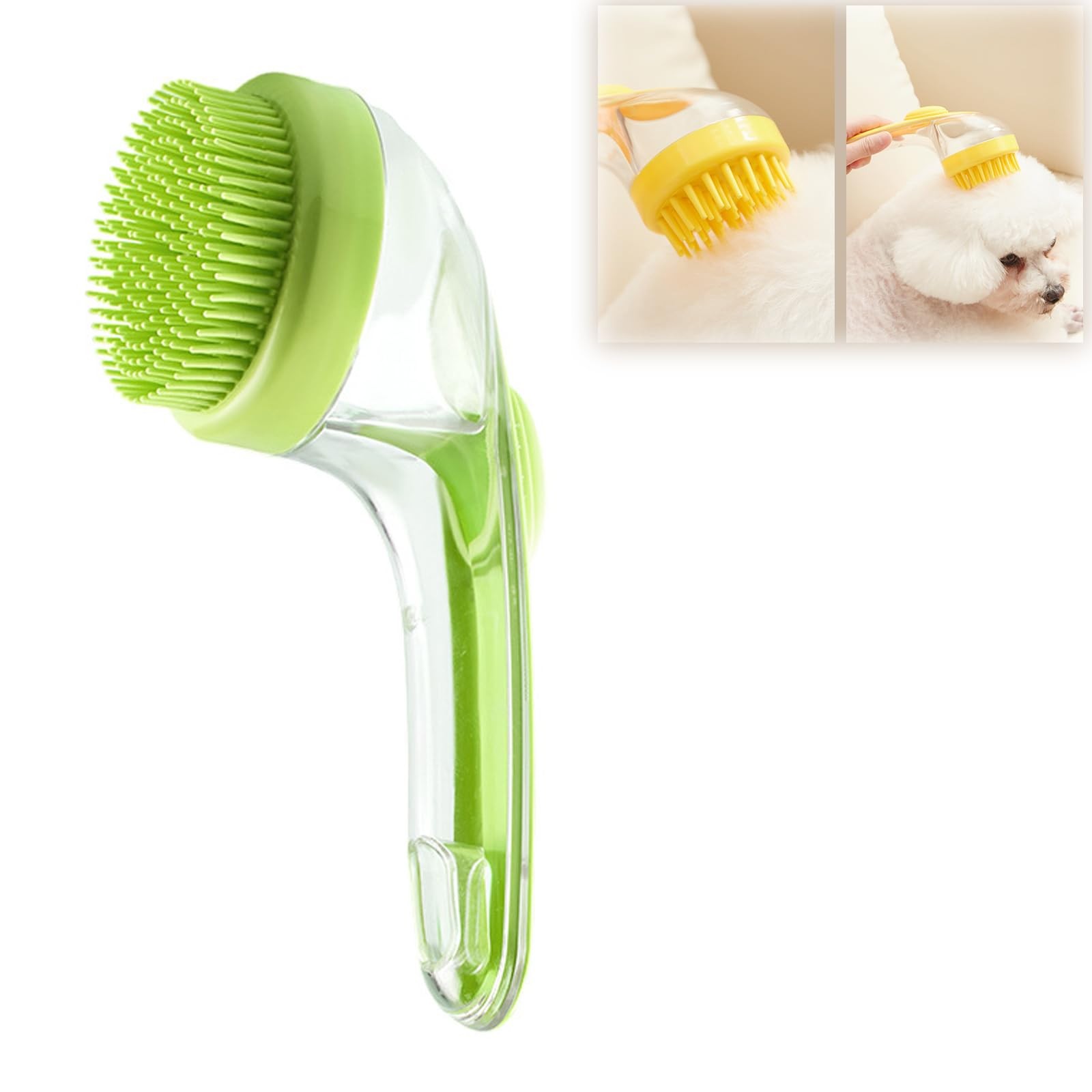 Brosse de bain en silicone souple pour animaux de compagnie avec long manche, distributeur de shampoing, massage doux pour le toilettage, les livres, la fourrure et les cheveux, 1PC: Rouge