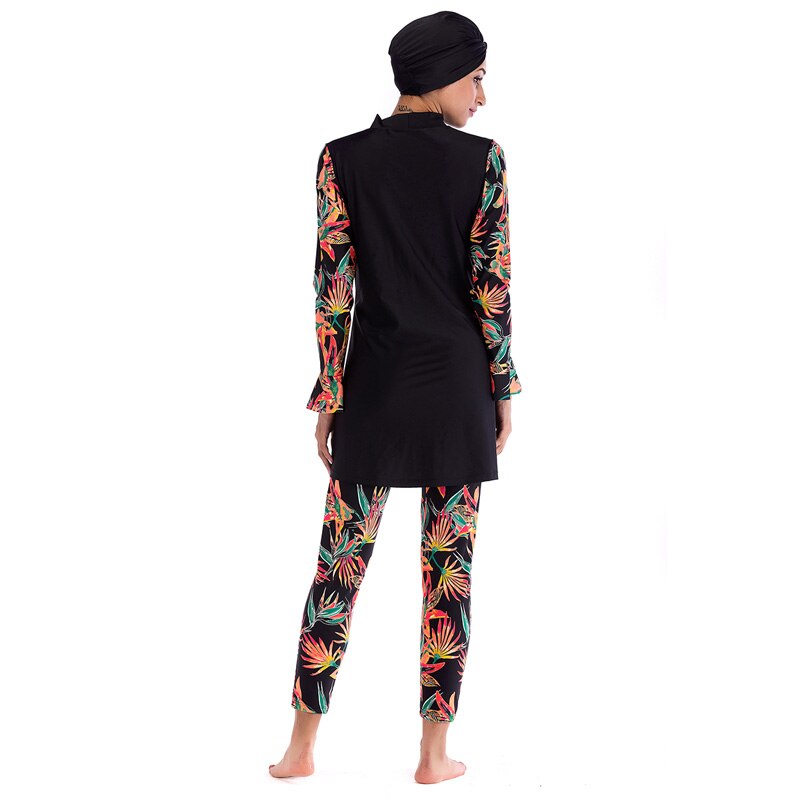 YONGSEN Muslim Swimwear Women Modest Patchwork Hijab Long Sleeves Sport Swimsuit Islamic muslimah Burkinis Wear Bathing Suit