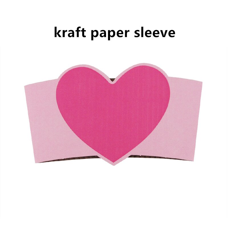 50pcs 14oz/16oz disposable coffee cup 400ml 500ml milk tea white paper cup birthday party favor pink kraft paper sleeve: kraft paper sleeve