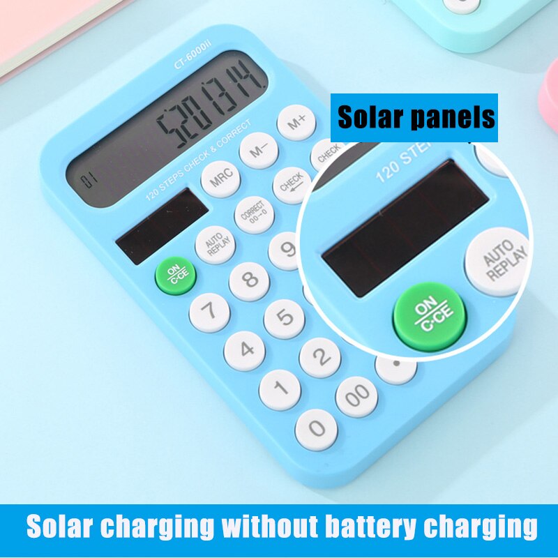 Office Large Screen Solar Calculator 12 Digits Solar Mini Calculator Handheld Office Supplies KQS8