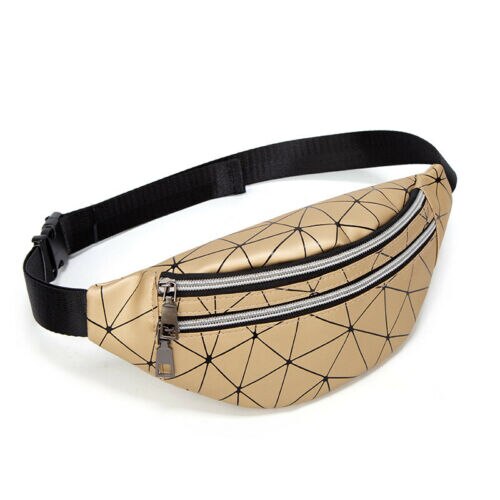Mode Vrouwen Taille Pack Fanny Pack Belt Bag Borst Pouch Reizen Hip Bum Bag Kleine Portemonnee: Goud