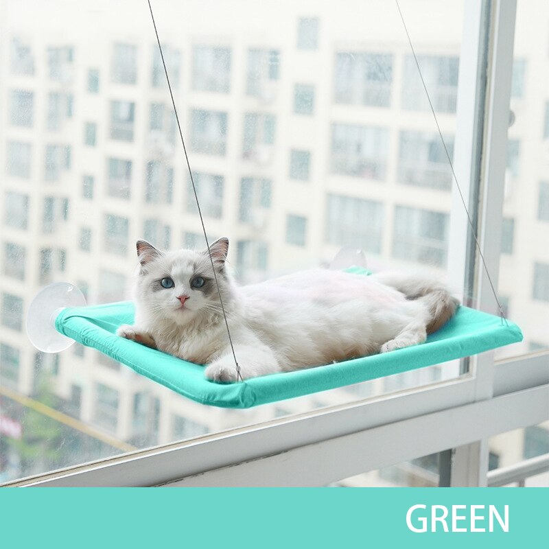 Hamac à fenêtre pour chat, produit de mise à niveau, ventouse suspendue, tissé, fournitures de jouets pour animaux de compagnie: opp blue