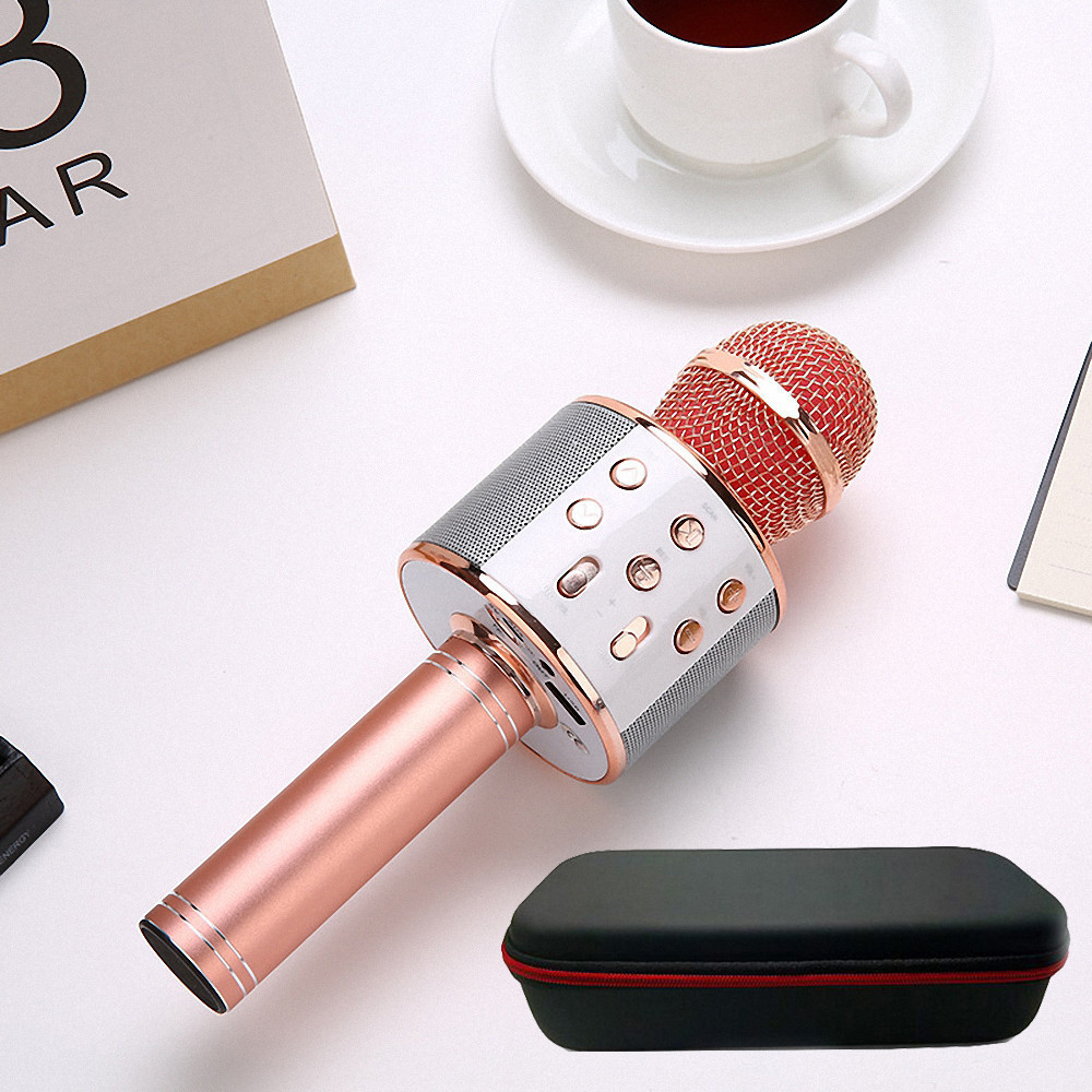 Ws858 Professionele Draadloze Karaoke Microfoon Luidspreker Condensor Microfono Met Bag Bluetooth Radio Studio Record Mic Pk Ws-858: box -858 -rosegold