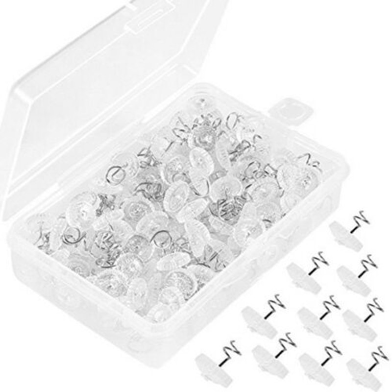 100PCS Clear Heads Twist Pins for Upholstery Slipcovers and Bedskirts Screw Nail