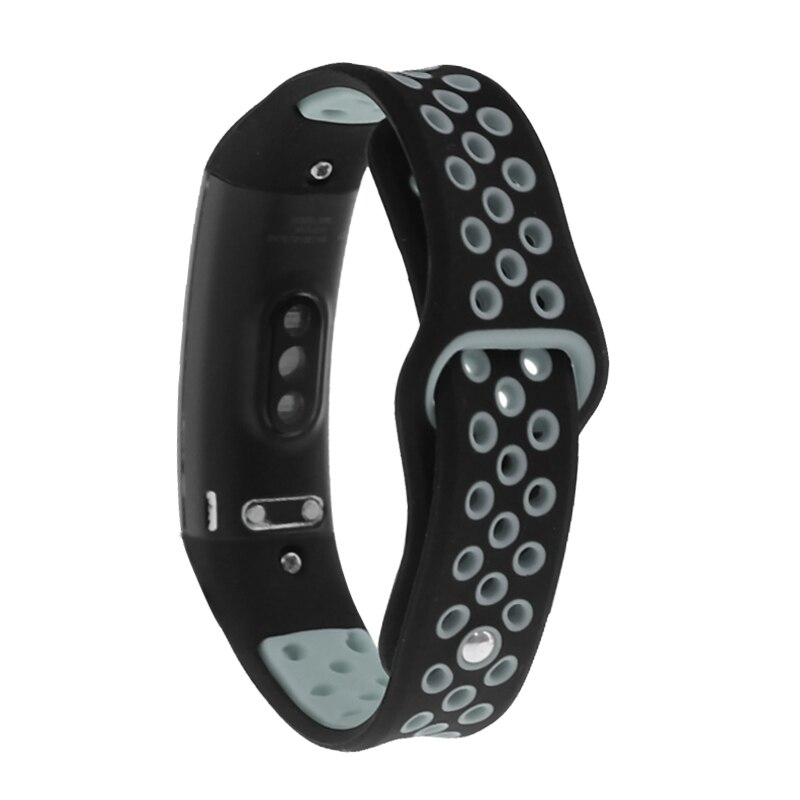 Correa de reloj para Huawei Honor 3, pulsera deportiva de silicona transpirable, repuesto para Honor Band 3, accesorios de pulsera: Negro y gris
