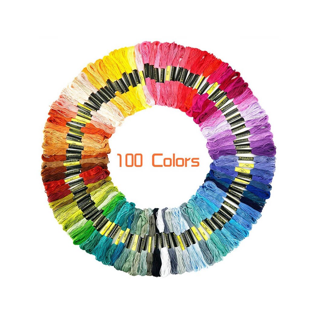 100pcs Mix Colors Cotton Sewing Skeins Cross Stitch Embroidery Thread Floss Kit DIY Sewing Tools