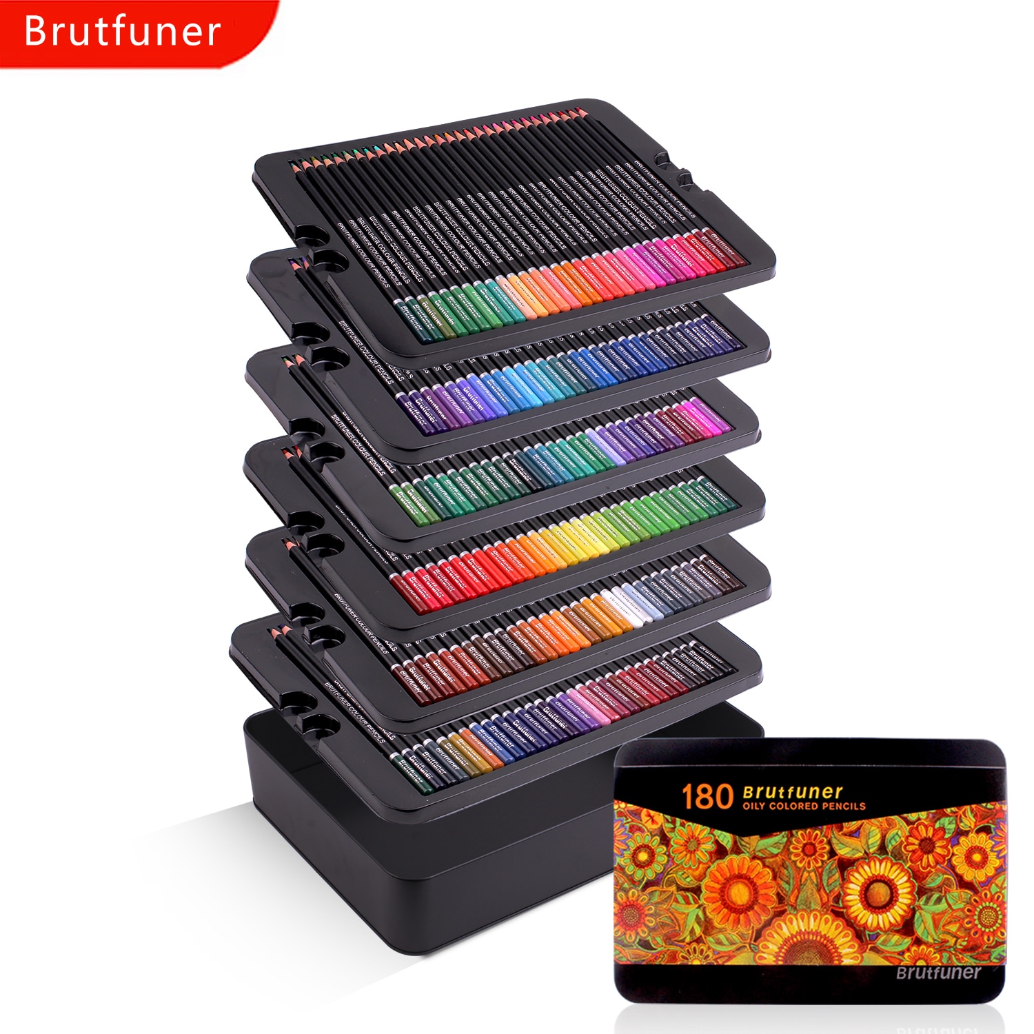 Brutfuner 120-180 Artist Colored Pencils Set for Adult Coloring Books, Soft Core, Numbered Art Drawing Pencils