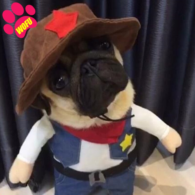 WOFUWOFU Westworld Funny Cowboy Jacket Suit - Super Cute Costumes for Small Dogs &amp; Cats