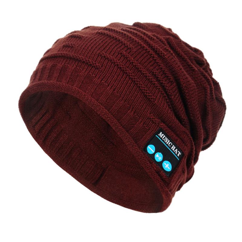 Auriculares inalámbricos con Bluetooth, diadema deportiva para música, gorro inteligente, gorro de invierno con altavoz para teléfono inteligente: brown