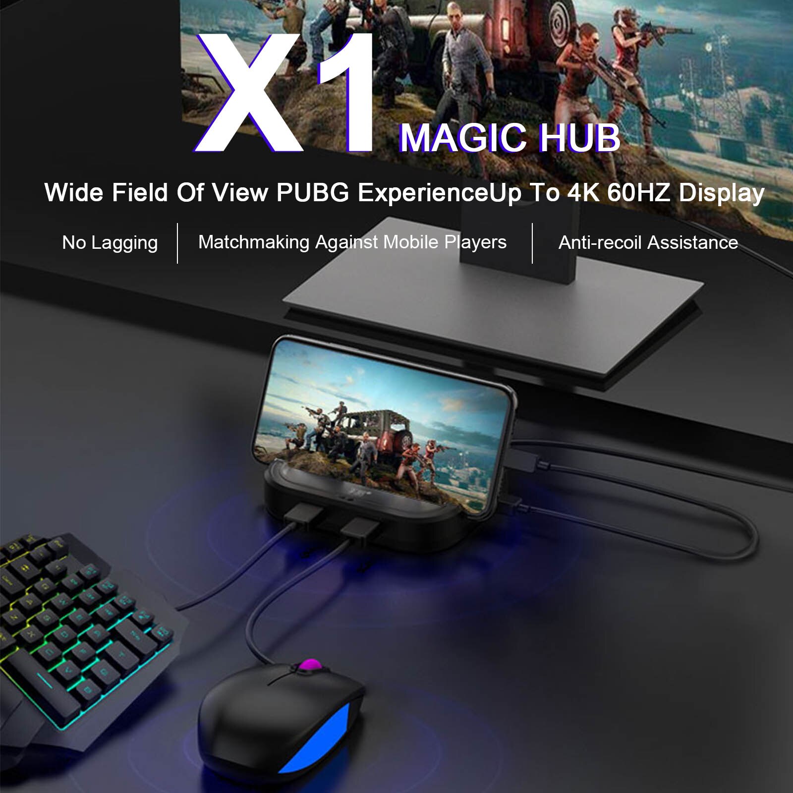 X1 Pro – convertisseur de clavier et souris de Type C, adaptateur HD 4K 144HZ pour contrôleur de jeu Mobile BT Hub Compatible avec Android