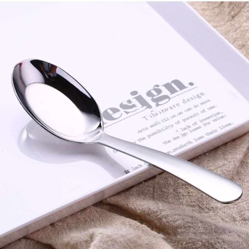Stainless Steel Kitchen Tableware Children Flat Head Spoon Soup Coffee Tablespoon Teaspoon