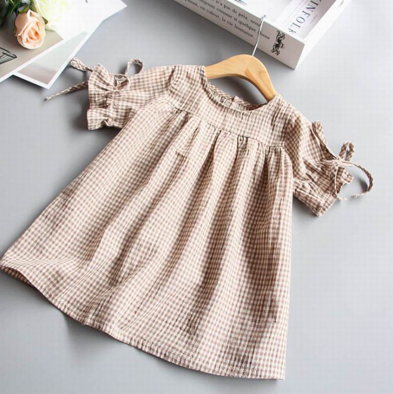 Camisas a cuadros para niñas, novedad de verano , holgadas, de ocio, con puño de blusa para bebé, camisa con cordones, ropa para niños de 1 a 5 años, LT020: 100cm 3T