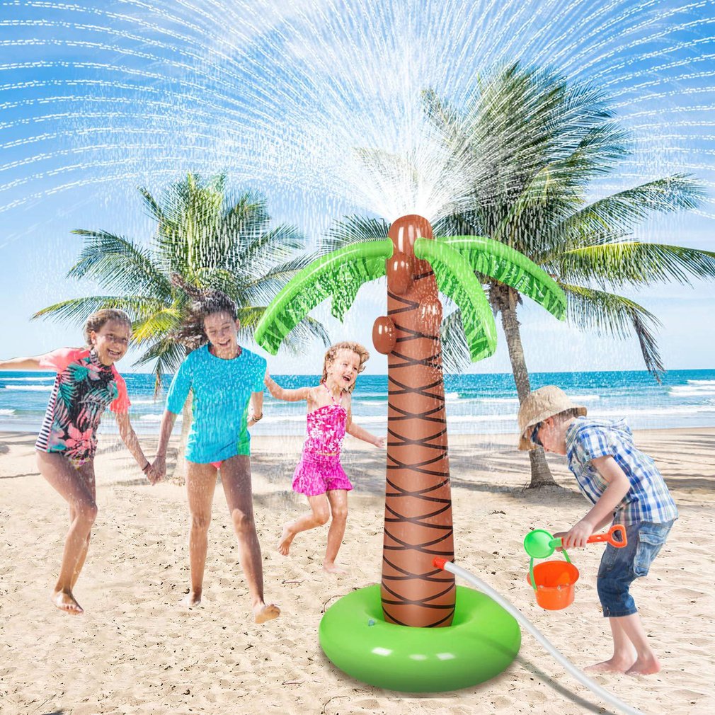 Inflatable Water Sprayer Octopus 1.6M Inflatable Coconut Palm Tree Water Sprinkler Inflated Children Beach Lawn Play Toys