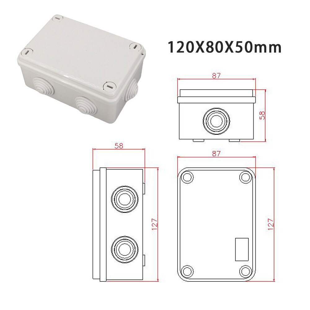 Waterproof Junction Box ABS Plastic IP65 DIY Outdoor Electrical Connection Box Cable Branch Box Opening 120x80x50