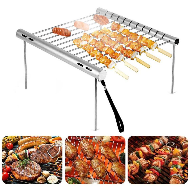 Outdoor Draagbare Folding Rvs Barbecue Grill Camping Picknick Bbq Rek Mini Pocket Bbq Grill Barbecue Accessoires U3