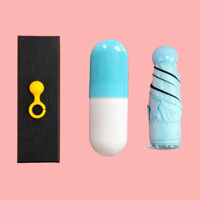 Capsule Mini Paraplu Ultralichte Paraplu Pocket Zwart Rubber Zonnebrandcrème Paraplu Reclame Paraplu 6K Clear Paraplu: Blauw