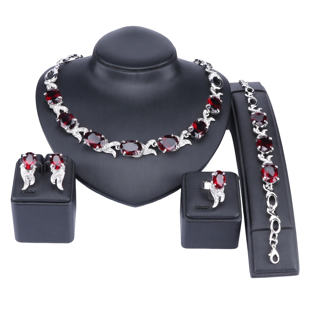 OUHE-collier tendance en cristal, couleur or, rouge, ensemble de bijoux, bijoux de fête, perles africaines, collier de mariée, accessoires pour femmes, boucles d'oreilles