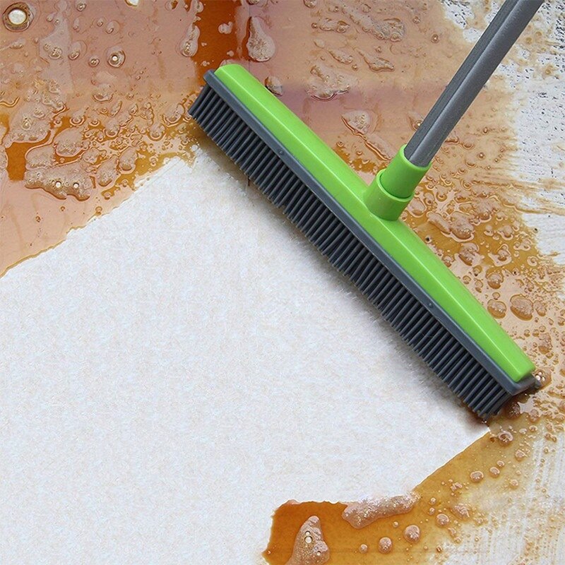Balai à cheveux de plancher télescopique grattoir à poussière magique et brosse en caoutchouc pour animaux de compagnie