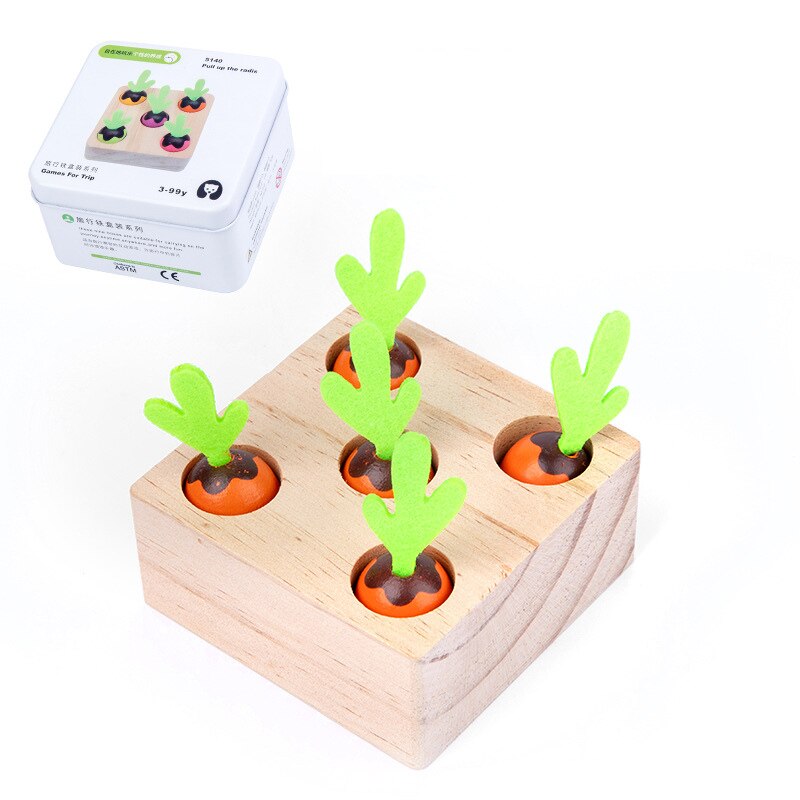 Educazione precoce in legno intelligenza Building Block giocattoli bambini viaggi cognitivi portatili gioco interattivo giocattoli regali: Pulling Radish