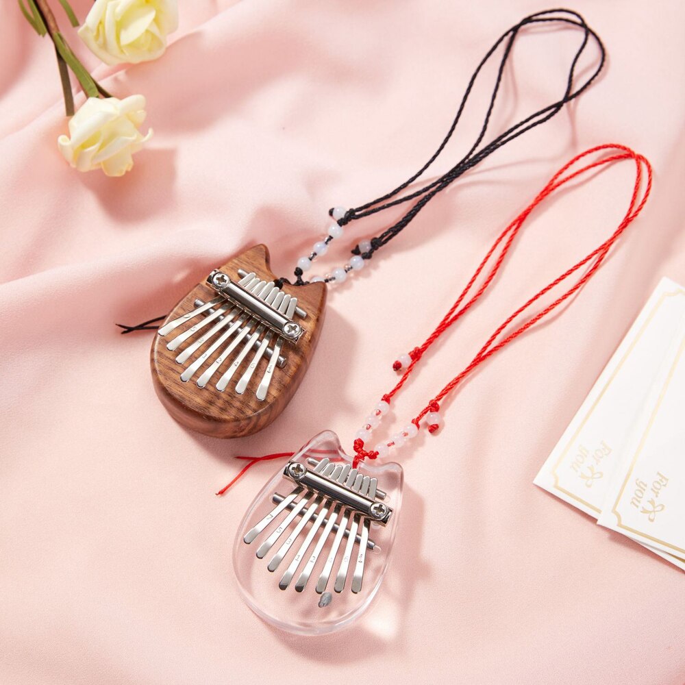 Kids Girlfriend Mini Kalimba 8 Keys Thumb Piano Great Sound Finger Keyboard Musical Instrument Cute Accessory Pendant