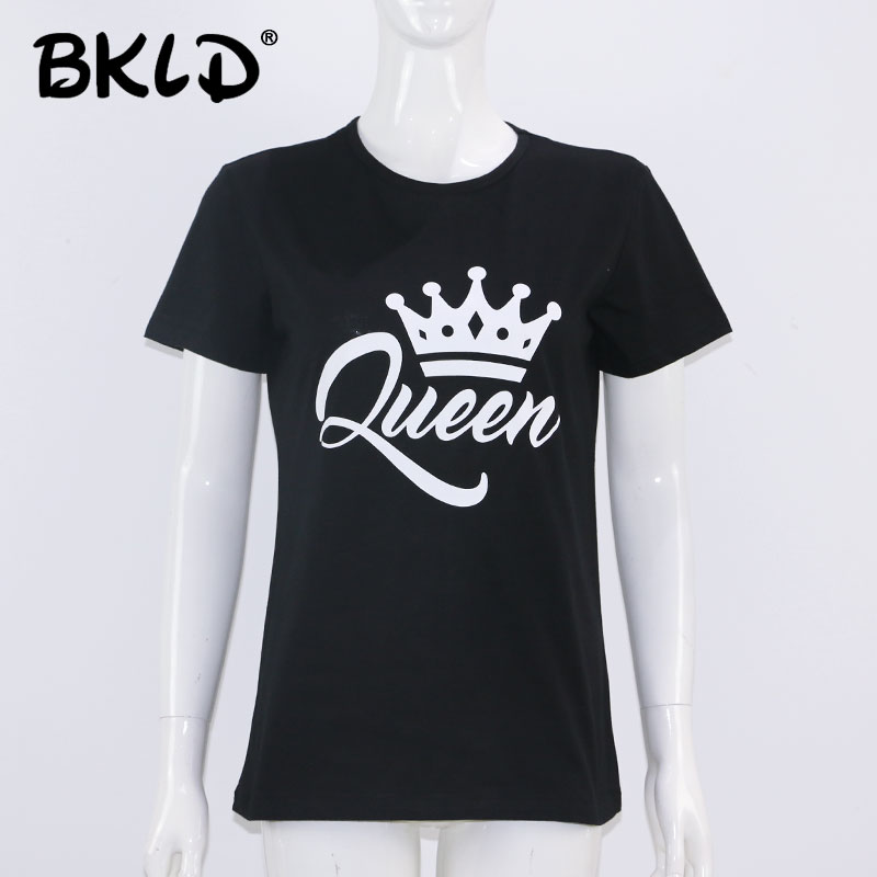 Bkld King Queen Koppels T-Shirt Met Kroonprint Paar Kleding Zomer T-Shirt Met Korte Mouwen 2024 Casual O-hals Tops Minnaars T-Shirt