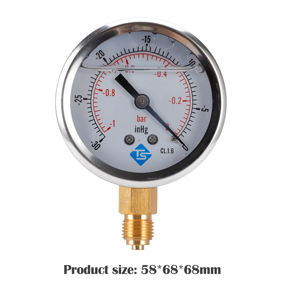 TS-PGGZ60Z4 Thread Radial Stainless Steel Manometer Liquid Filled Pressure Gauge Air Oil Water Hydraulic Pressure