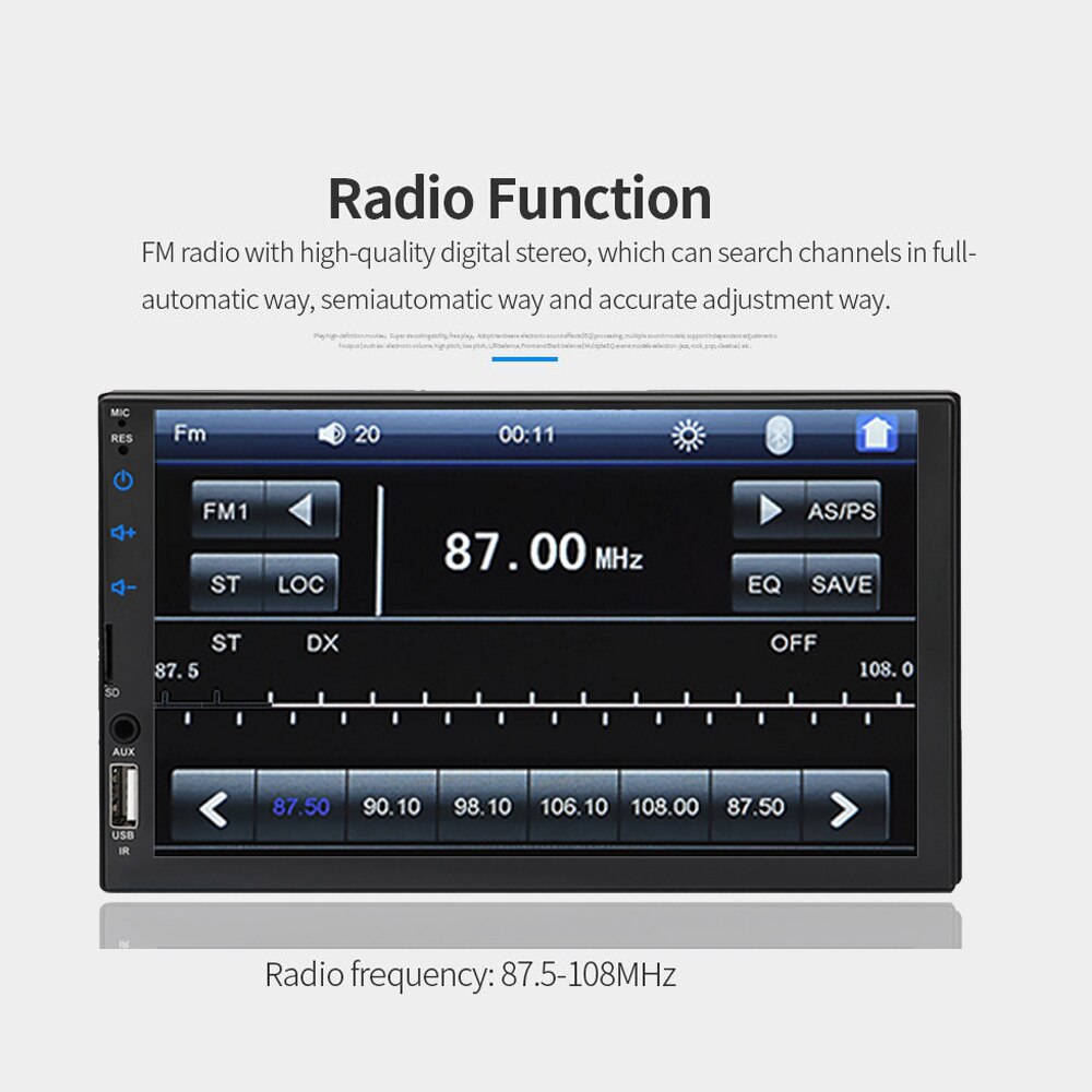 2 Din Capacitance Touch Screen Car MP5 Player with Bluetooth FM Radio Receiver Support Rear Camera external microphone radio
