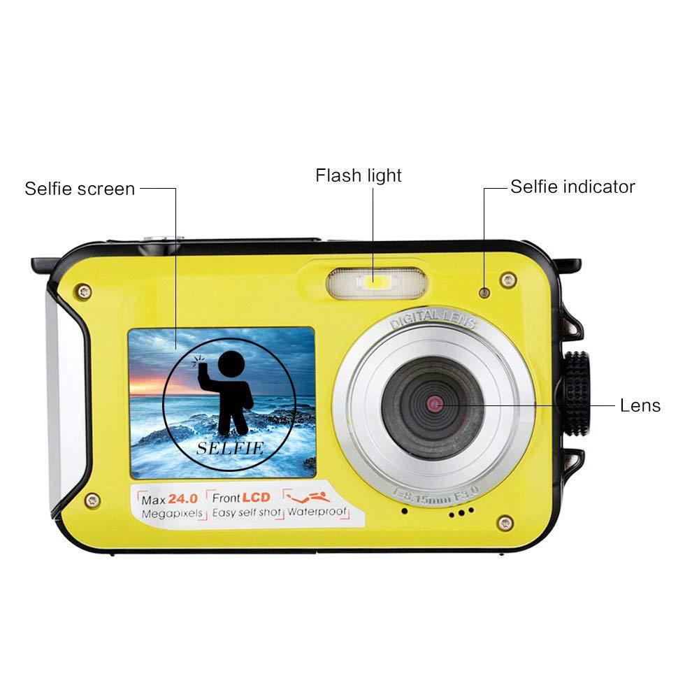 Waterproof Anti-shake Digital Camera 1080P Full HD Underwater Camera 24 MP Video Recorder Selfie Dual Screen DV Recording Camera