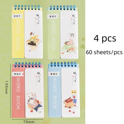 4PC Kawaii Foreign English Words Language Vocabulary Notebook Study Writing Reciting Book Planner Escolar Papelaria Stationery: 6