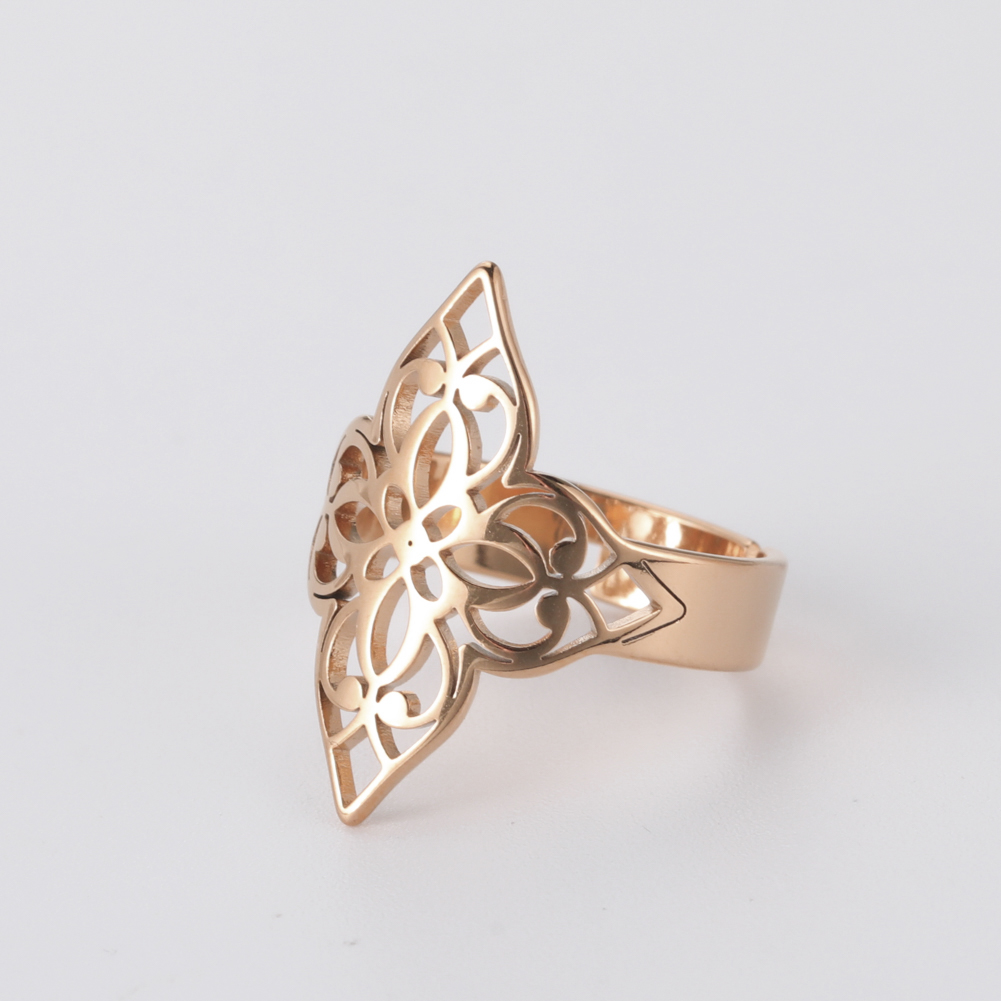 Skyrim Eenvoudige Knipsel Filigraan Bloem Ringen Voor Vrouwen Rvs Wedding Party Verstelbare Vintage Ring Sieraden