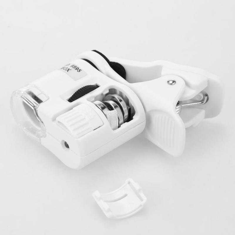 Universal 60x mobiltelefon mikroskop makro lins zoom mikro kamera klämma med optisk förstoringsglas led ljus förstoringsglas