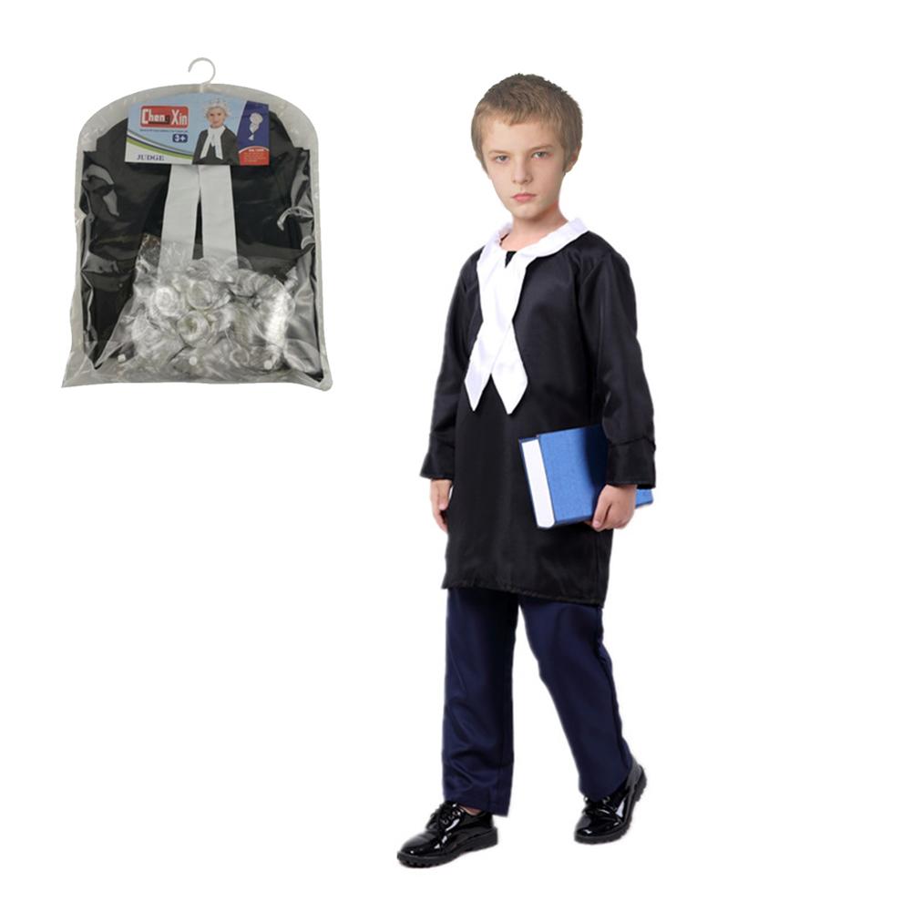 Children's Lawyer Robe Role Playing Toy Cotton Material Contains Wigs Clothes Suitable For Children Aged 3-6 Years Old 120cm