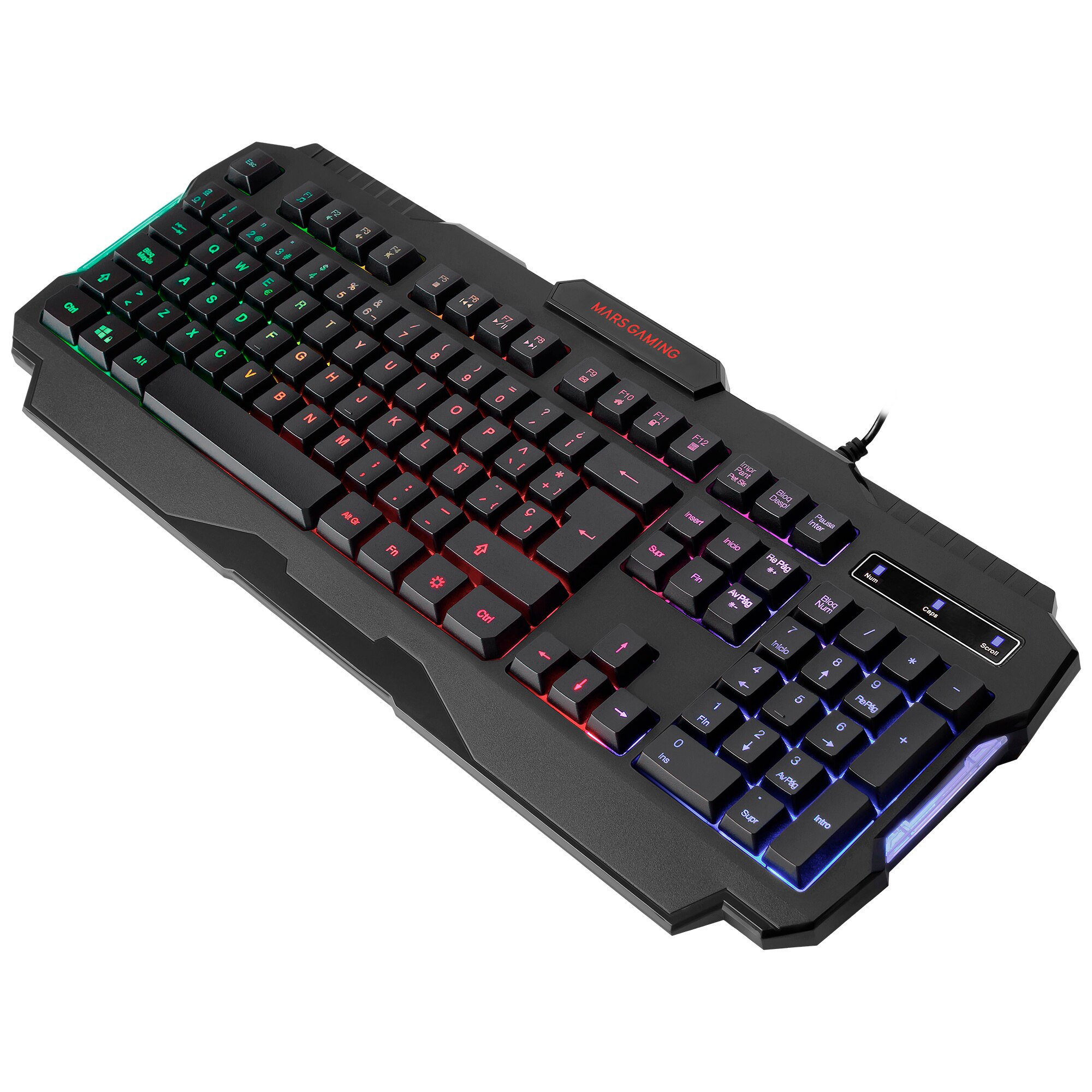 Mars Gaming MRK0, Teclado Gaming RGB Rainbow, Antighosting, Idioma Español / Francés / Portugués