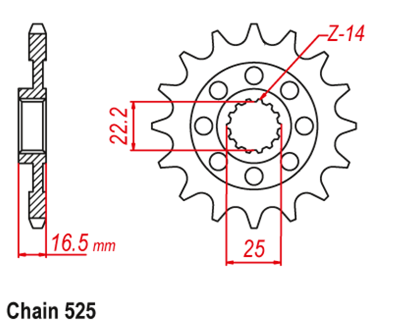 525 kjede fremre kjedehjul til ducati 749 796 820 821 848 939 992 998 999 1000 1098 1099 1100 1198 1200 monster diavel hypermotard