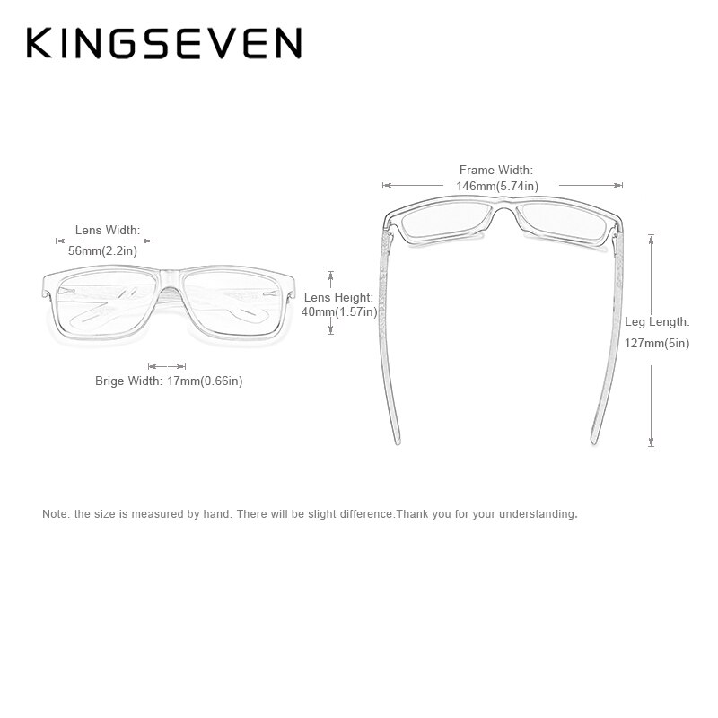 Kingseven 100%  polarisoidut vintage-puiset miesten aurinkolasit, puinen  uv400 suojakerroin, neliönmuotoiset aurinkolasit naisille, gafas de sol