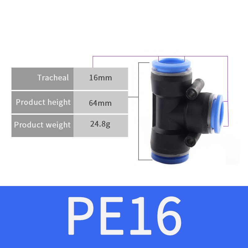 Pneumatic Fittings PET 4mm 6mm 8mm 10mm 12mm Air Water Hose Tube One Touch Straight Push-In Plastic Quick Connector Tube Fitting: PET-14