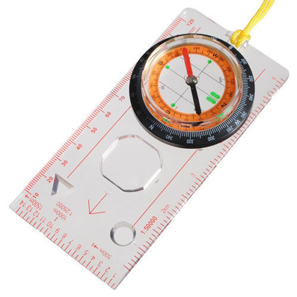 Multifunction Ruler Compass Outdoor Map Scale Magnifier W/ Strap Camping Hiking Outdoor Hiking Camping Baseplate Compass
