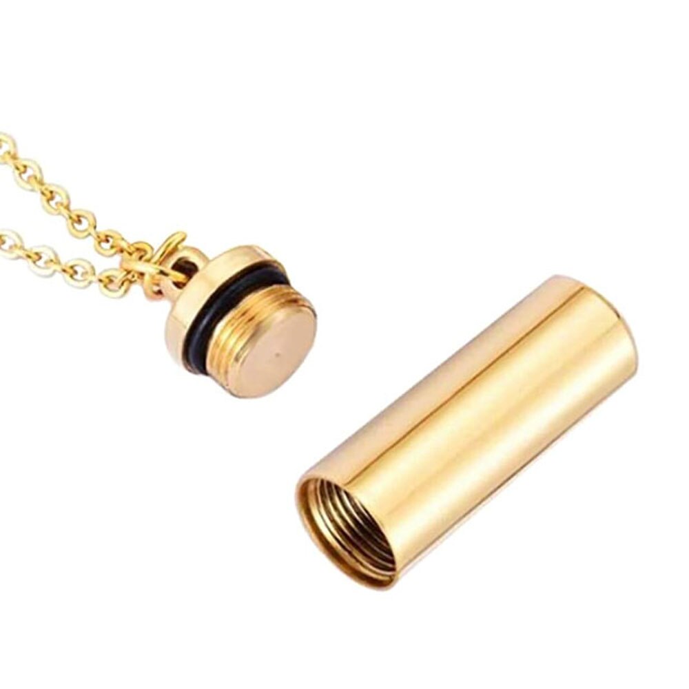 3 Colors Stainless Steel Holder Cylinder Ashes Urn Pendant Cremation Memorial Keepsake Necklace Jewelry