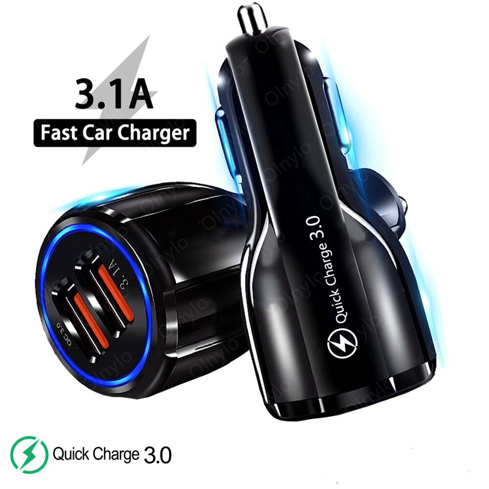 Caricabatteria da auto Quick Charge 3.0 Dual USB per caricabatterie per telefoni cellulari caricabatterie rapido adattatore per ricarica rapida 18W caricabatteria da auto Mini USB